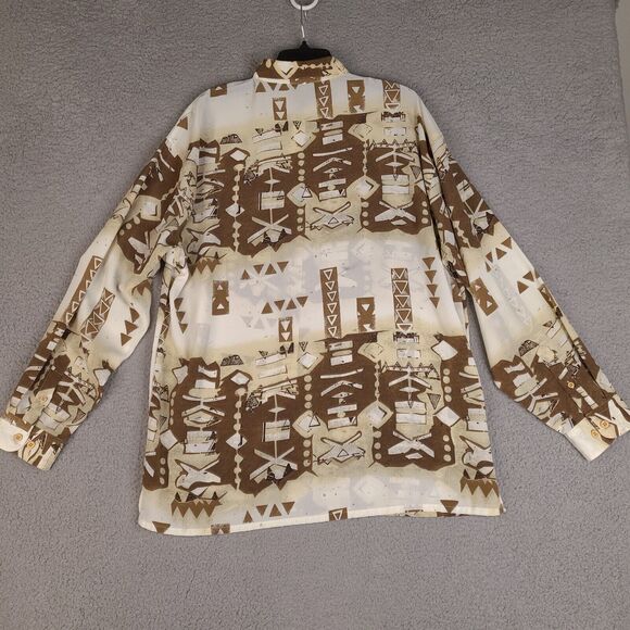 Marquis Shirt Mens XL Brown Beige White Button Down Retro Designer - Picture 8 of 15